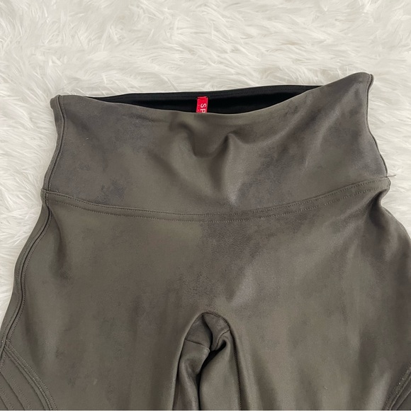 SPANX Womens Faux Leather Moto Leggings size Small Gray Stretch - Picture 5 of 10